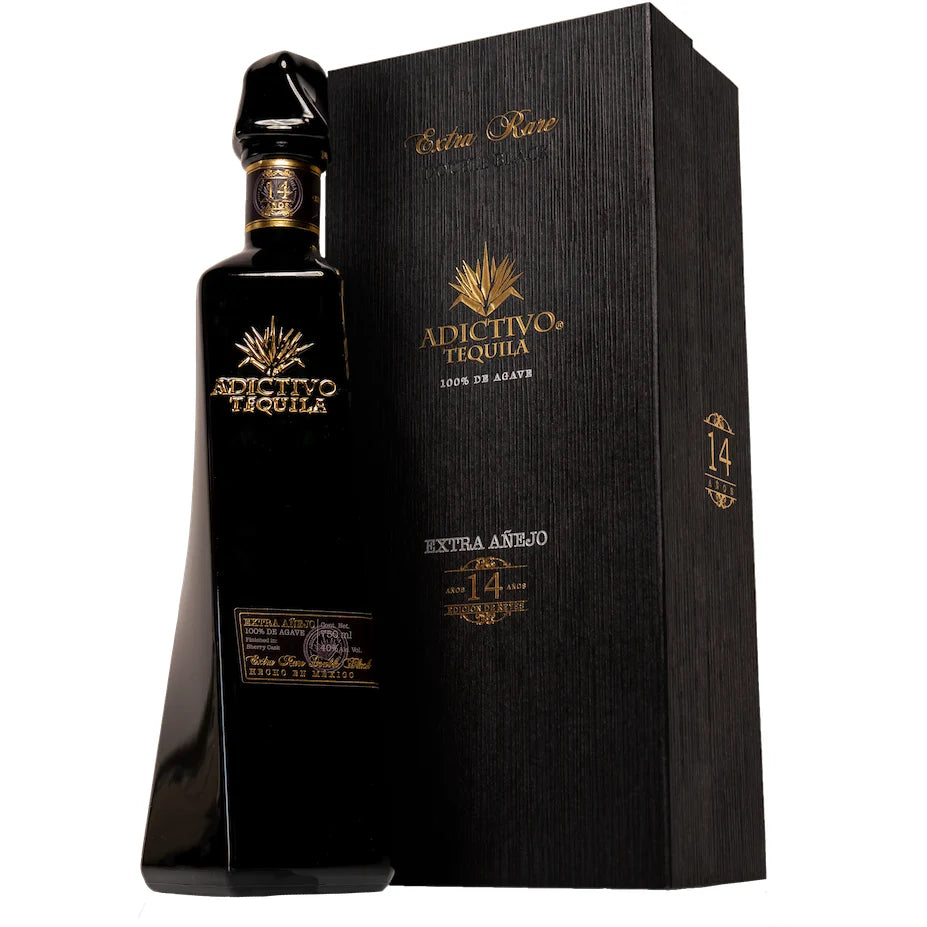 Adictivo Extra Rare Black Edition Extra Anejo Tequila 14 Years 750ml black bottle