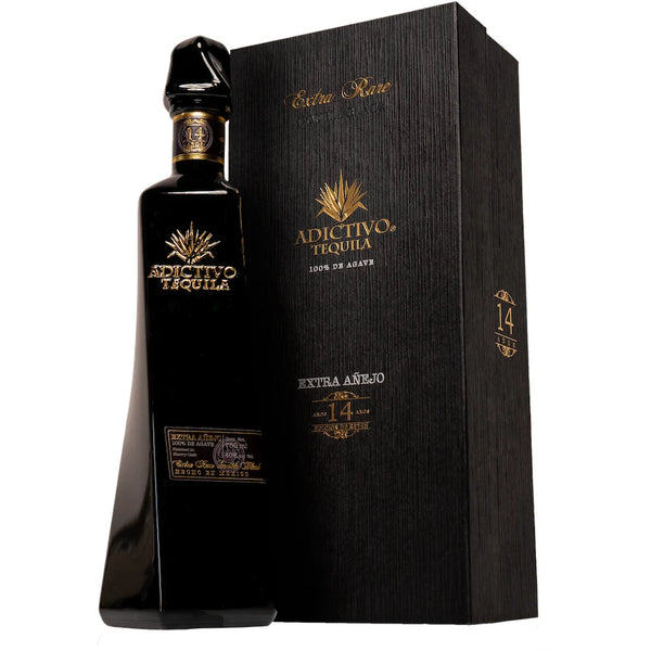 Adictivo Extra Rare Black Edition Extra Anejo Tequila 14 Years 750ml black bottle