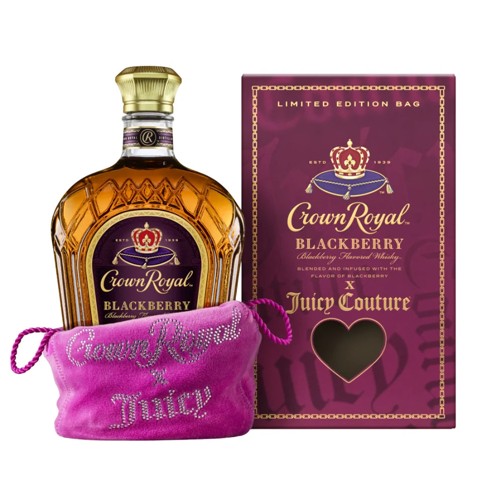Crown Royal x Juicy Couture Blackberry Flavored Canadian Whisky 750ml pink velour bag