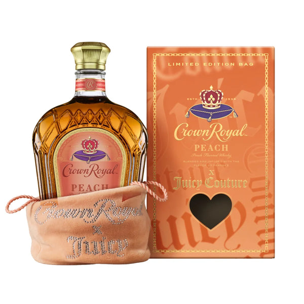Crown Royal x Juicy Couture Peach Flavored Canadian Whisky 750ml velour bag