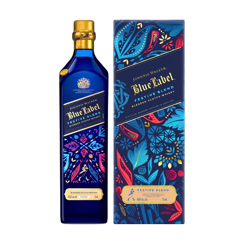Johnnie Walker Blue Label Festive Blend Limited Edition Scotch Whisky 750ml holiday packaging