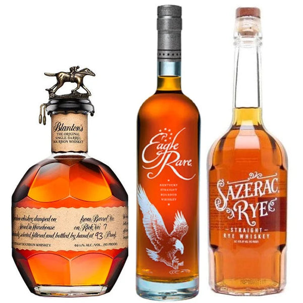 Blanton's Original Single Barrel Bourbon & Eagle Rare Bourbon & Sazerac Rye Bundle 3 bottles