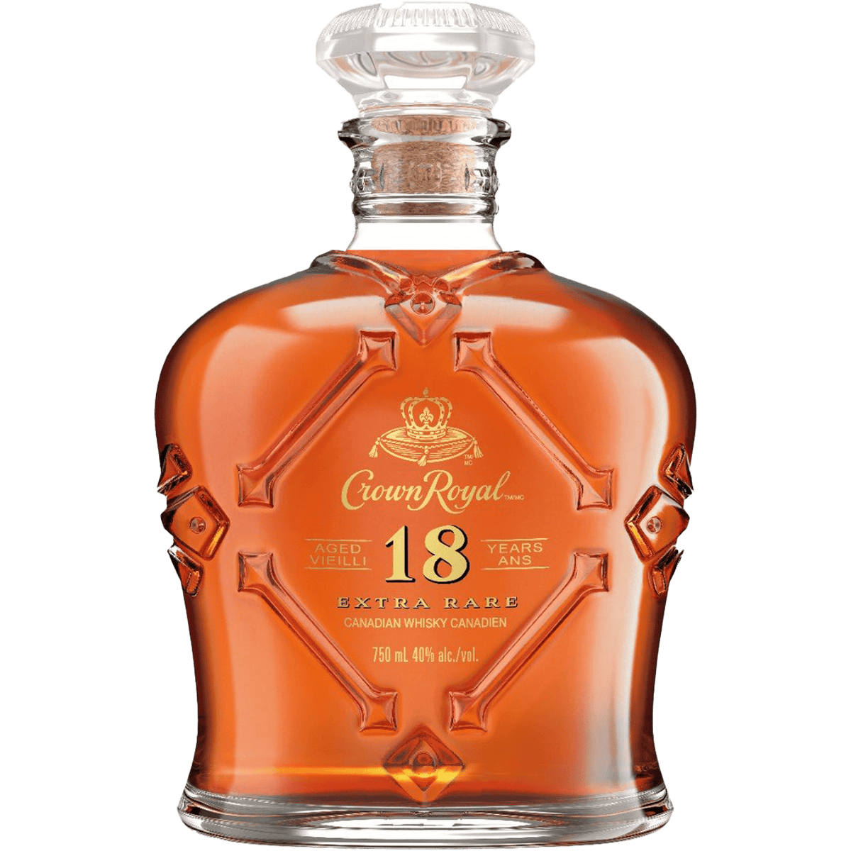 Crown Royal Aged 18 Years Extra Rare Blended Canadian Whisky 750ml bottle