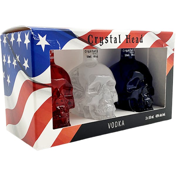 Crystal Head Vodka Red White Blue 3-Pack 50 ml Mini Bottles