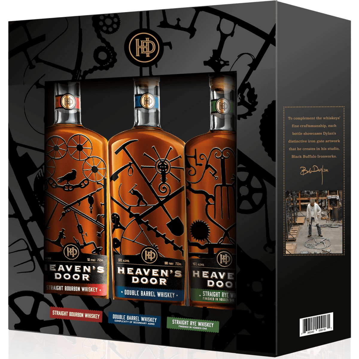 Heavens Door Trilogy Set Bourbon Double Barrel Rye Whiskey Gift Set 3 x 200ml