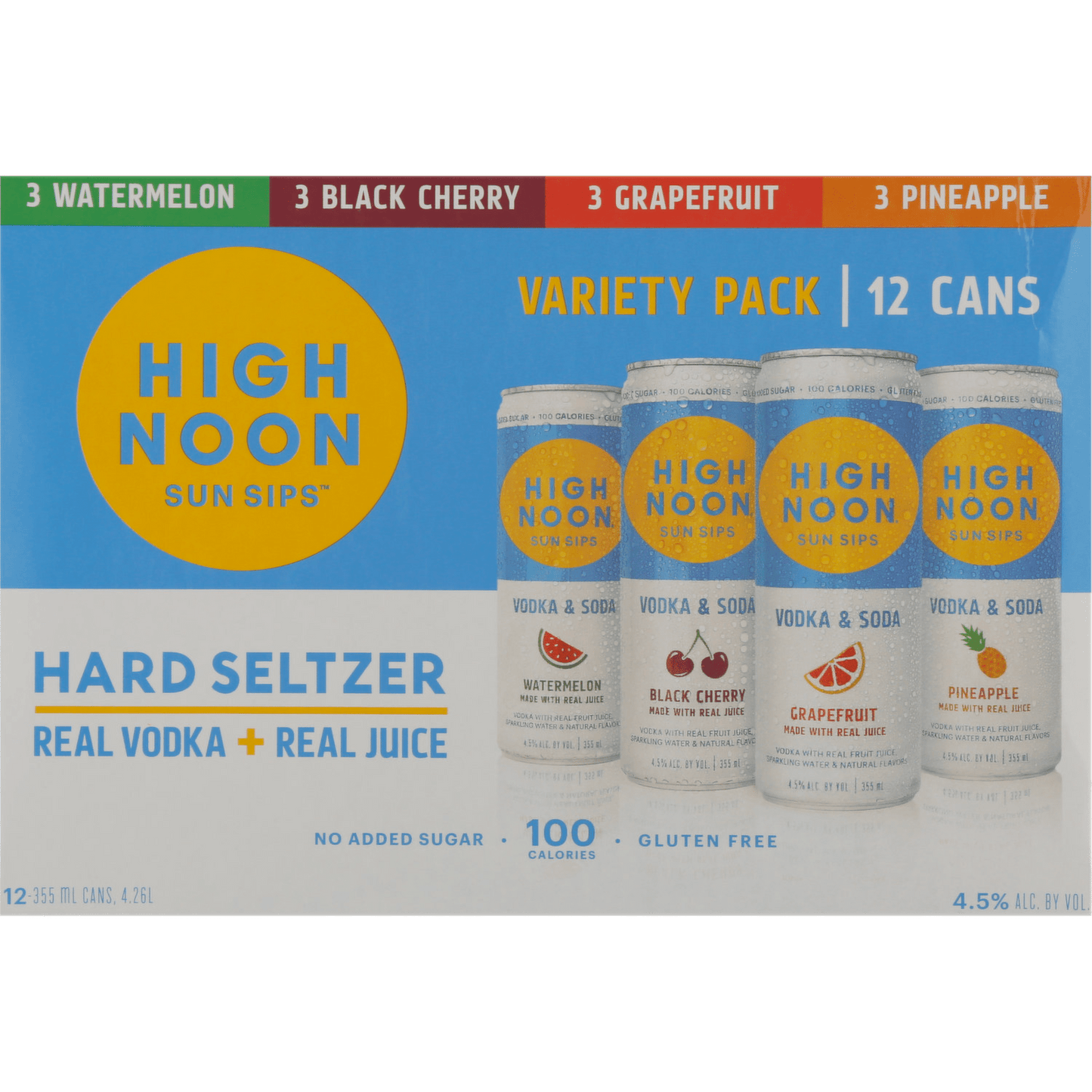 High Noon Sun Sips Hard Seltzer Variety Pack (355ml can, 12 pk) - Liquor On Broadway