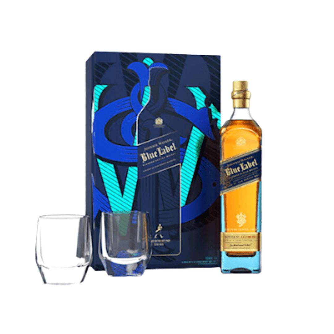 Johnnie Walker Blue Label Gift Set with 2 Crystal Glasses - Liquor On Broadway
