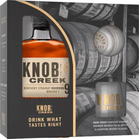 Knob Creek 9 Year Bourbon Gift Set with 2 Rock Glasses 750ml