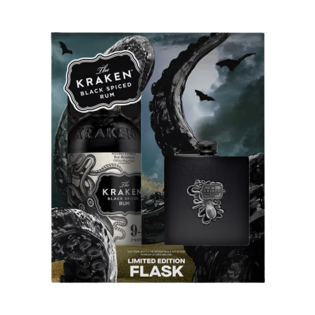 Kraken Black Spiced Rum with Flask Gift Set - Liquor On Broadway
