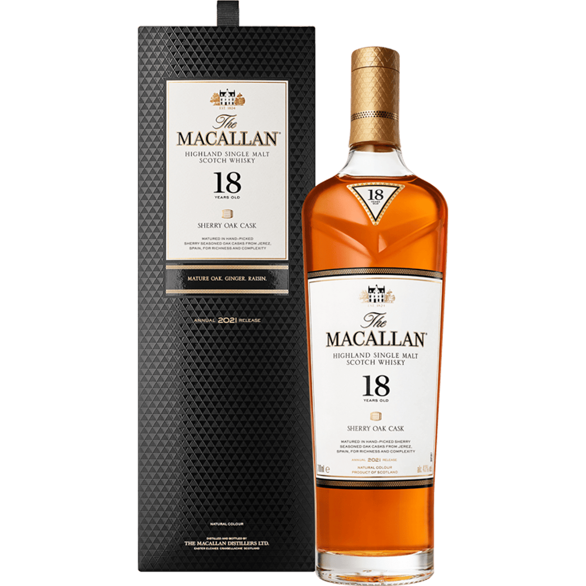 The Macallan 18 Year Sherry Oak Cask 2021 Annual Release Highland Single Malt Scotch Whisky 750ml
