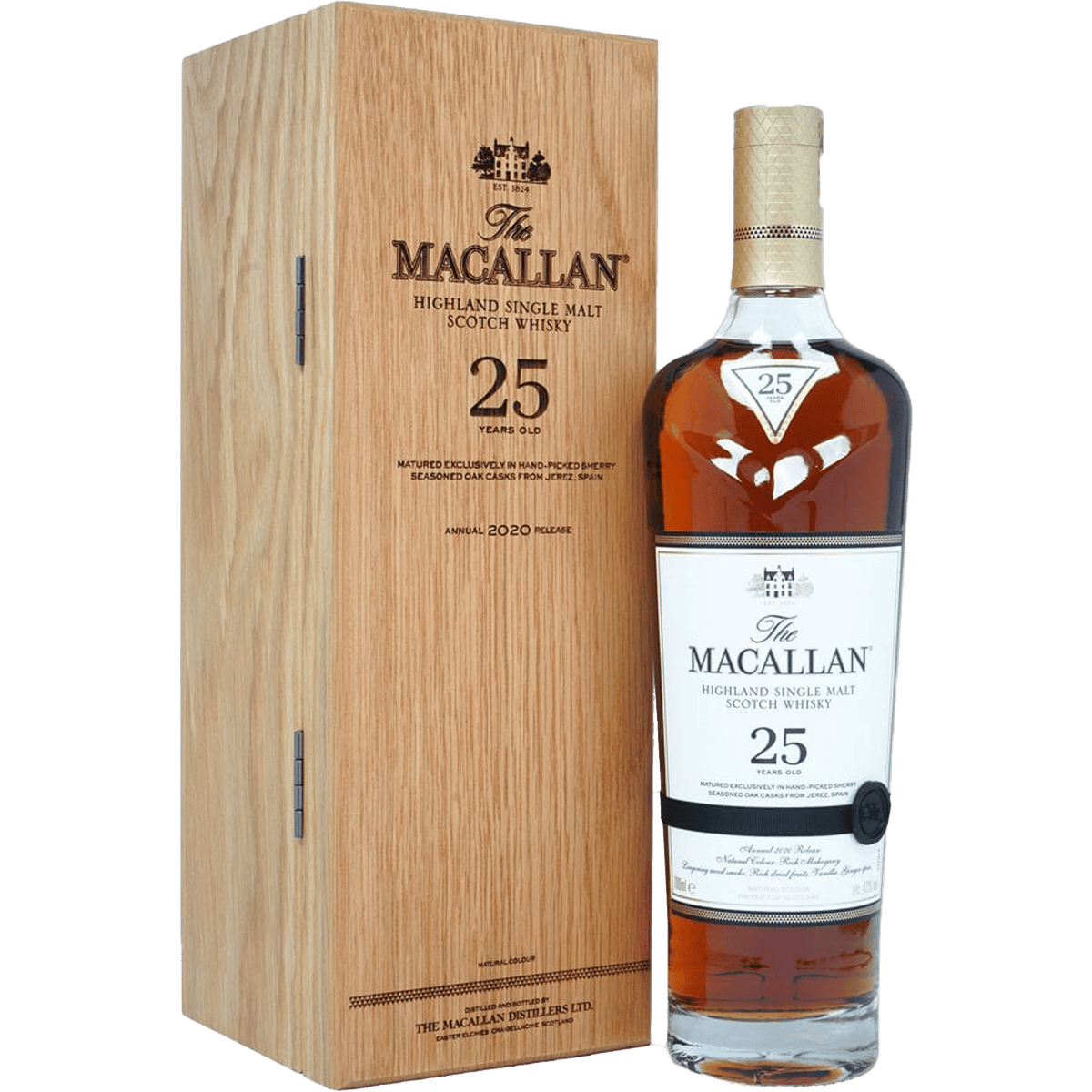 The Macallan Sherry Oak 25 Year Old Speyside Single Malt Scotch Whisky 750ml bottle