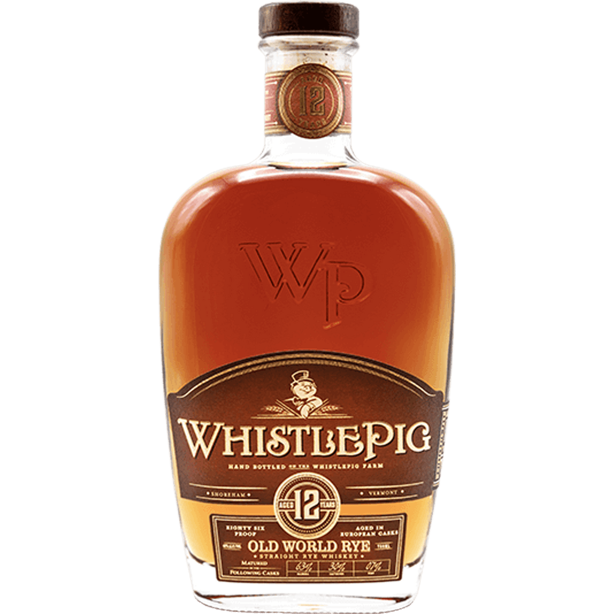 WhistlePig Old World 12 Year Straight Rye Whiskey 750ml front bottle